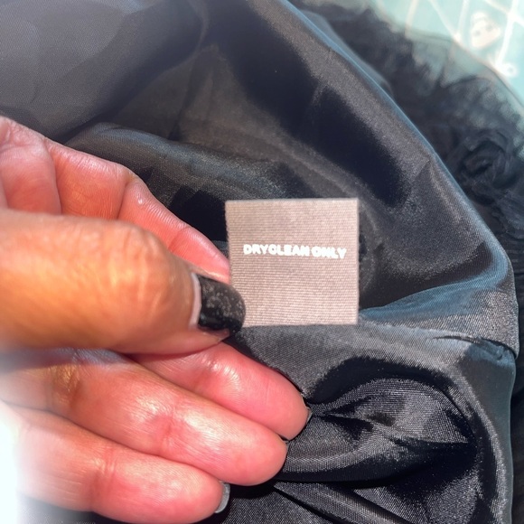 RYU Anthropology NWOT black mini dress w/sheer mesh long sleeves tulle hem Small - Picture 8 of 9